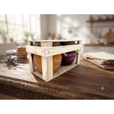 Včelařství Thomayer Dárkové balení medů ve dřevě 2 x 650 g
