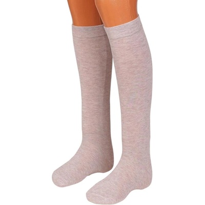 Дамски 3/4 чорапи в бежово-лилав цвят