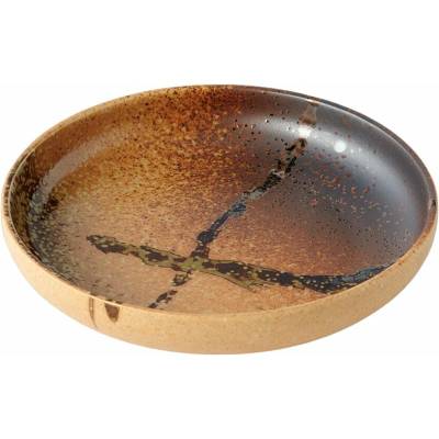 MIJ Jedálenský tanier WABI SABI 22 cm hnedý vysoký okraj keramika