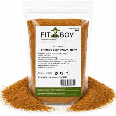 FITBOY Třtinový cukr tmavý jemný 1000 g