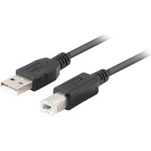 Lanberg черен 3 м usb-a - usb-b 2.0 кабел за данни (ca-usba-15cu-0030-bk) (ca-usba-15cu-0030-bk)