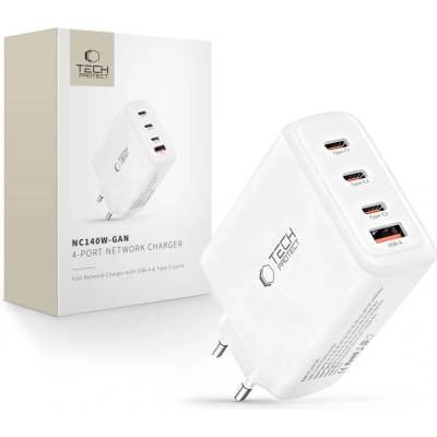 Tech-Protect nc140w-gan 4-port network charger pd 140w / qc3.0 white (5906302335947)