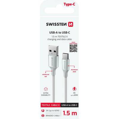 Swissten 71521310 Textile II USB / USB-C 1,5m bílý