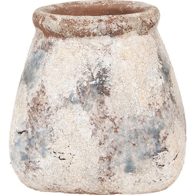 Clayre & Eef béžový antik terakotový květináč Teracci S 10x10x10 cm