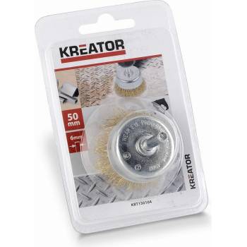 KREATOR mosadzný kefový nástavec drôtená kefa ø 6 mm / kruhová kefa ø 50 mm - mosadzná kefa ø 50 mm