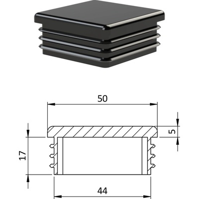 Krytka plastová 50 x 50 mm, čierna