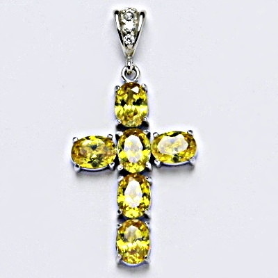 Čištín Stříbrný přívěšek křížek yellow zirkony P 1238 2