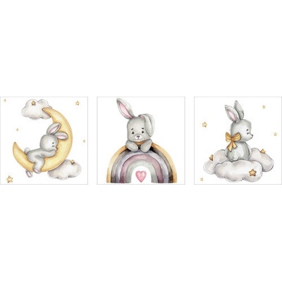 Obraz na plátne set 3ks Rabbit 25x25 cm
