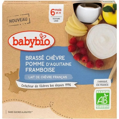 Babybio Brassé z kozieho mlieka jablko maliny 4 x 85 g