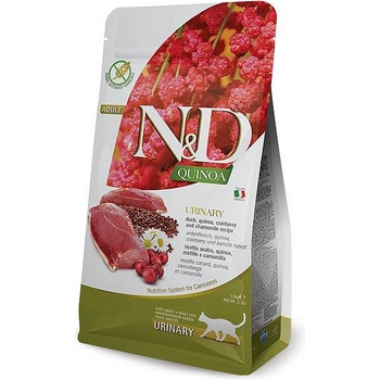 Farmina N&D Quinoa Urinary with Duck & Cranberry , Cat Adult - суха храна без зърнени култури за здрав уринарен тракт, за котки над 1 година, с патешко, киноа, червена боровинка и лайка - 300гр