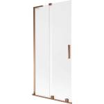 Mexen Velar L вана екран с 2 крила плъзгащ се 90 x 150 см, матов, розово злато - 896-090-003-31-60 (896-090-003-31-60)