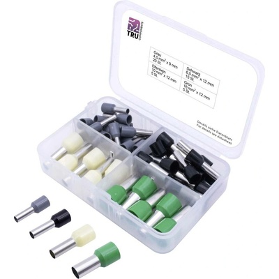 TRU COMPONENTS T1903C025 sada dutiniek 4 mm², 6 mm², 10 mm², 16 mm² čiastočne izolované sivá, čierna, žltá, zelená 45 ks