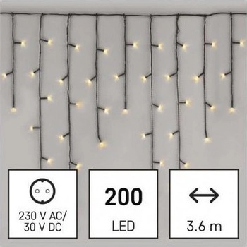EMOS Lighting D4CW01 LED vianočné cencúle 3,6 m vonkajšie aj vnútorné teplá biela programy