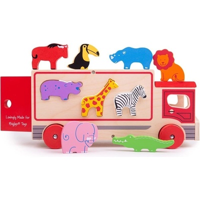Bigjigs dřevěné auto se zvířátky safari