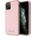 GUESS Saffiano 4G Circle Logo Leather Hard Case - дизайнерски кожен кейс за iPhone 11 Pro (розово злато)