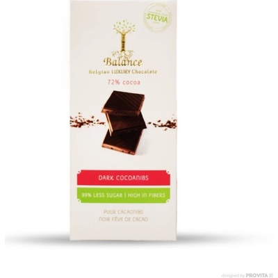 BALANCE Hořká 72% s kakaovými zrny a stévií 85 g