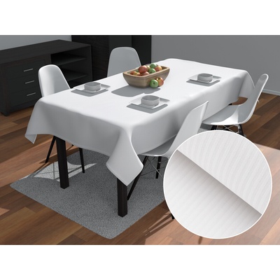Biante Damaškový obrus Atlas Grádl DM-012 Biely tenké pásiky 2 mm 100x140cm
