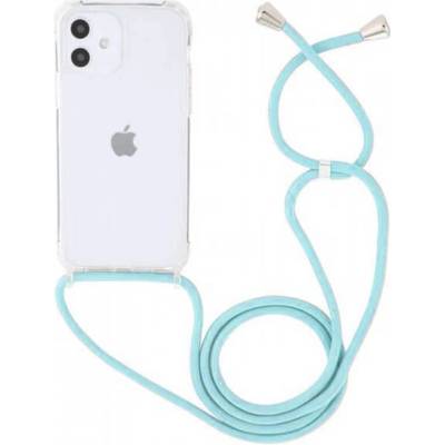 Púzdro SES Priehľadné silikónové ochranné so šnúrkou na krk Apple iPhone 13 - svetlo modré