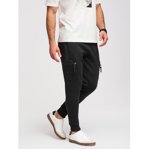 Ombre Clothing Мъжки спортни панталони JOGGER с контрастни вложки и джобове на бедрата - черни V1 OM-PASK-0222 Ombre Clothing Ombre Clothing | Cheren | МЪЖЕ | S
