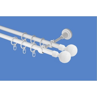 OK-GarnýžeCZ Garnýž kovová dvouřadá 19mm Gabi double bílá 100 cm do stěny / kroužky s háčkem
