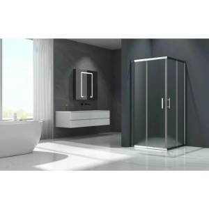 Inter Ceramic Душ кабина Inter Ceramic квадратна с плъзгащи се врати, гланцов хром - матов прозрачен, 80x80 см (789FC)