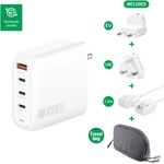 4smarts Захранване за ел. мрежа за лаптопи, смартфони и таблети с 3xUSB-C и 1xUSB-A изходи с технология за бързо зареждане - 4Smarts GaN Charger Flex Pro 100W Travel Edition (бял) (545100)