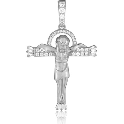 JVD Strieborný prívesok so zirkónmi krížik SVLP1430XK6BI00