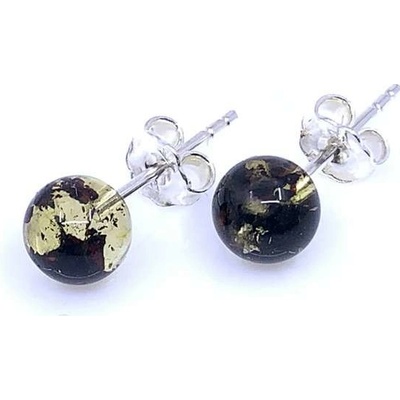 Jan Kos jewellery stříbrné náušnice s jantarem 12124312