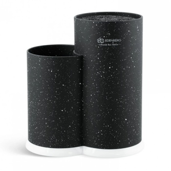 Edenberg Поставка за ножове и прибори Edenberg EB-5105B, 22x20 см, До 10 ножа, 2 отделения, Лесно почистване, Меко покритие, Черен (EB-5105B)