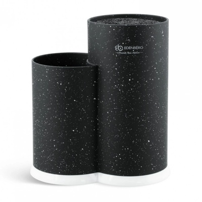 Edenberg Поставка за ножове и прибори Edenberg EB-5105B, 22x20 см, До 10 ножа, 2 отделения, Лесно почистване, Меко покритие, Черен (EB-5105B)