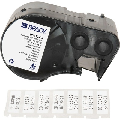 Brady M5-112-490 / 170889, 31.75 mm, Polyester, čierna tlač / biely podklad