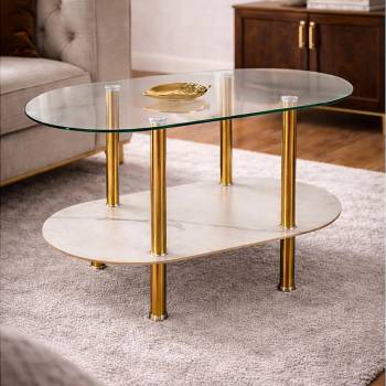 ЕВРОМАР Холна маса ducat прозрачна / златна