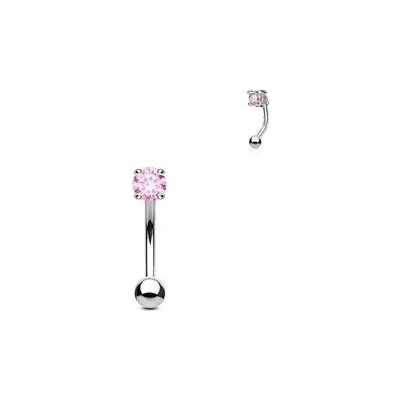 Šperky4U piercing do obočí zirkon, růžová OB1002-P