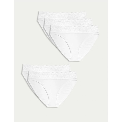Marks & Spencer Памучни дантелени бикини с ликра, 5 пакета Marks & Spencer бяло Marks & Spencer | Byal | ЖЕНИ | 10