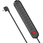 Hama Разклонител HAMA 00223132 / 6 гнезда / 2 m / 16A / 3680W / Черен / 90° гнезда / Защита от пренапрежение