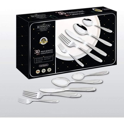 BOHMANN Комплект прибори за хранене Bohmann BP A30-SM, Кутия, SS 18/10, 30 бр, Инокс (9BHBPA30SM)