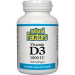 Natural Factors Витамин D3 - Силен имунитет, 1000 IU Natural Factors, 500 софтгел капсули (1060 NF)