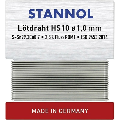 Stannol HS10 bezolovnatý pájecí cín bez olova Sn99,3Cu0,7 ROM1 6 g 1 mm