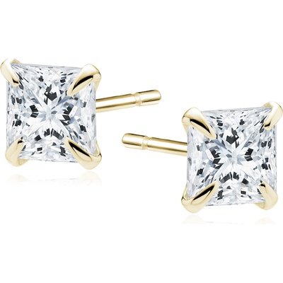 LUNICA Stříbrné zlacené náušnice SQUARE 4mm 1058