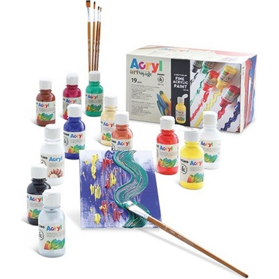 Primo akrylové barvy set 12 x 125 ml + 2x plátno + 5 štětců – Zboží Dáma