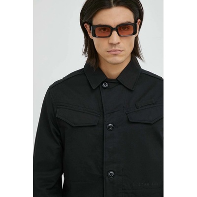 G-Star Raw pánska bavlnená košeľa regular s klasickým golierom čierna