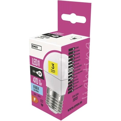Emos LED žiarovka Classic Mini Globe 6W E27 studená biela