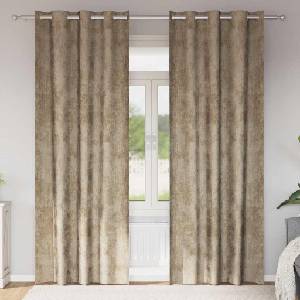 Pure Line Home Кадифени завеси в цвят таупе с метални халки, 2 бр. , 140 x 260 см