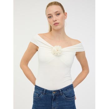 Orsay Кремава дамска тениска с къс ръкав и апликация ORSAY Orsay | Byal | ЖЕНИ | L