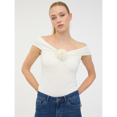 Orsay Кремава дамска тениска с къс ръкав и апликация ORSAY Orsay | Byal | ЖЕНИ | L