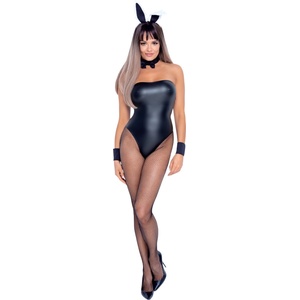 Cottelli Collection Bunny - секси костюм за зайче - лъскав, 5 части - L