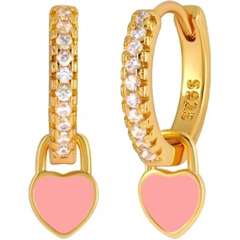 DELIS Jw1039, розово сърце, сребро 925, позлатено покритие, обеци (jw1039)