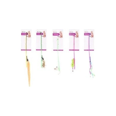 Flamingo hračka pro kočku mávátko 30 cm s míčkem