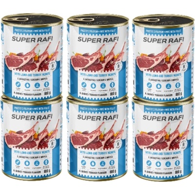Super Rafi s jahňacími a morčacími srdcami 6 x 800 g