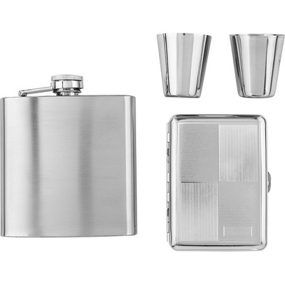 Silver Darčekový set placatka pohárky a tabatěrka